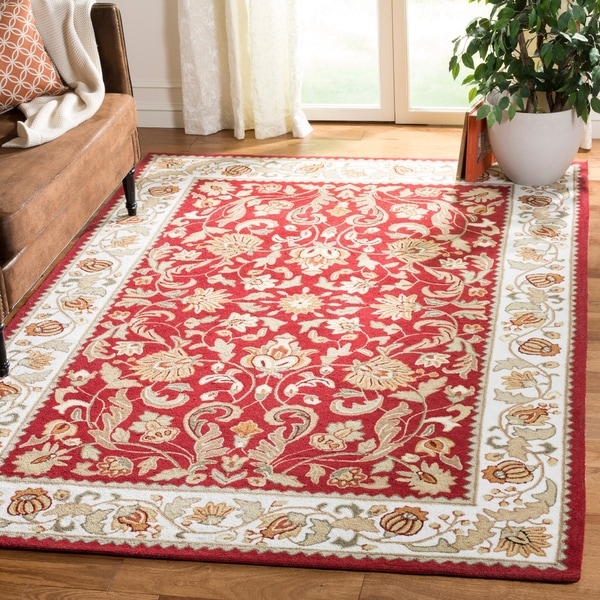Safavieh Hand-hooked Easy to Care Red/ Ivory Rug - 9' x 12'