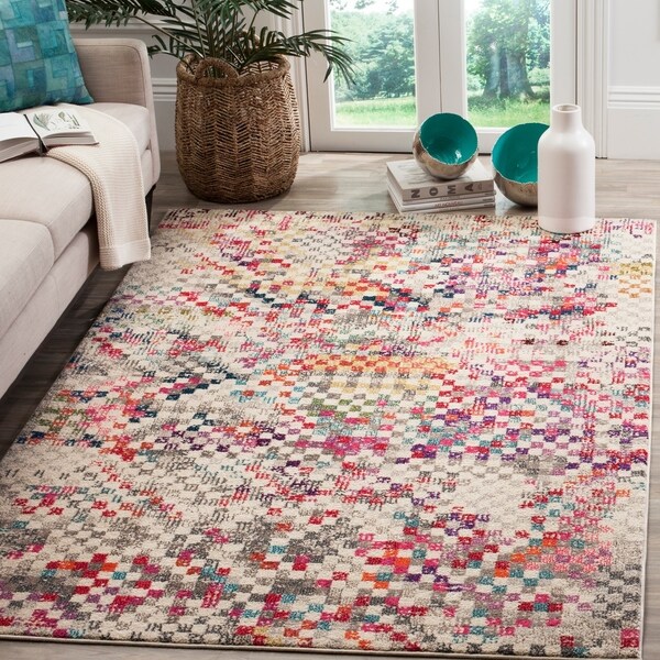 Safavieh Monaco Vintage Bohemian Pixels Grey / Multi Rug - 9' x 12'