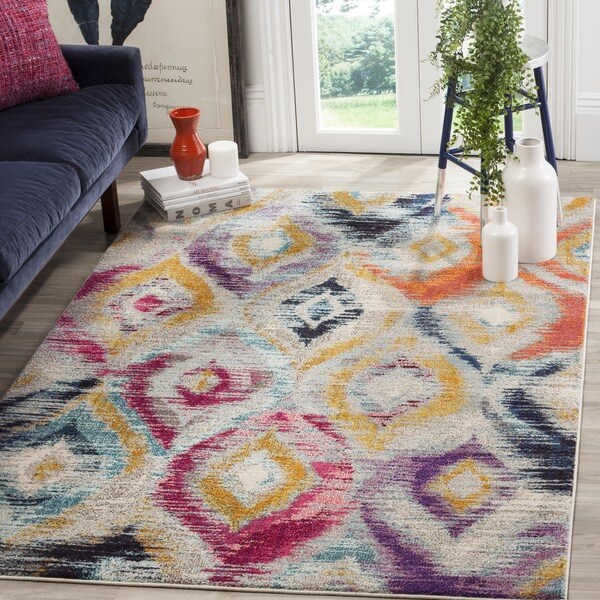 Safavieh Monaco Bohemian Vibrant Watercolor Rainbow Distressed Rug - 8' x 11'