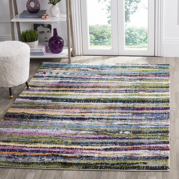 Safavieh Fiesta Shag Watercolor Multicolored Stripe Rug - 9' x 12'