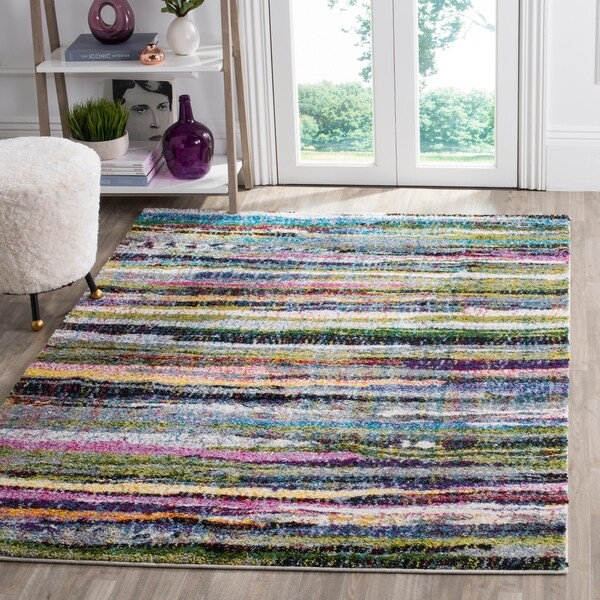 Safavieh Fiesta Shag Watercolor Multicolored Stripe Rug - 9' x 12'