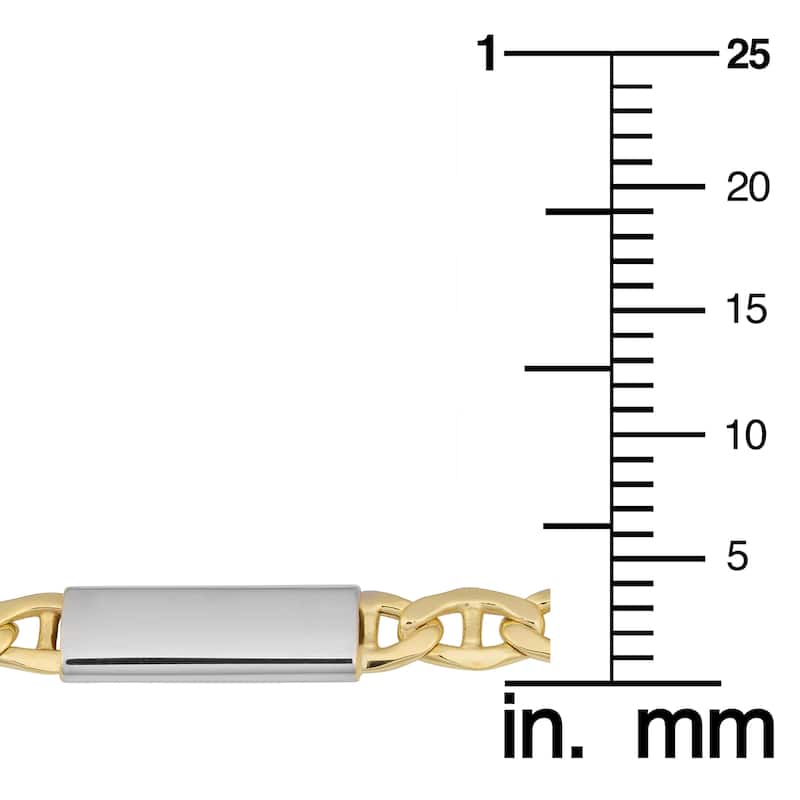Fremada 10k Two-tone Gold Mariner Link with Bar Station Bracelet (8 inches)