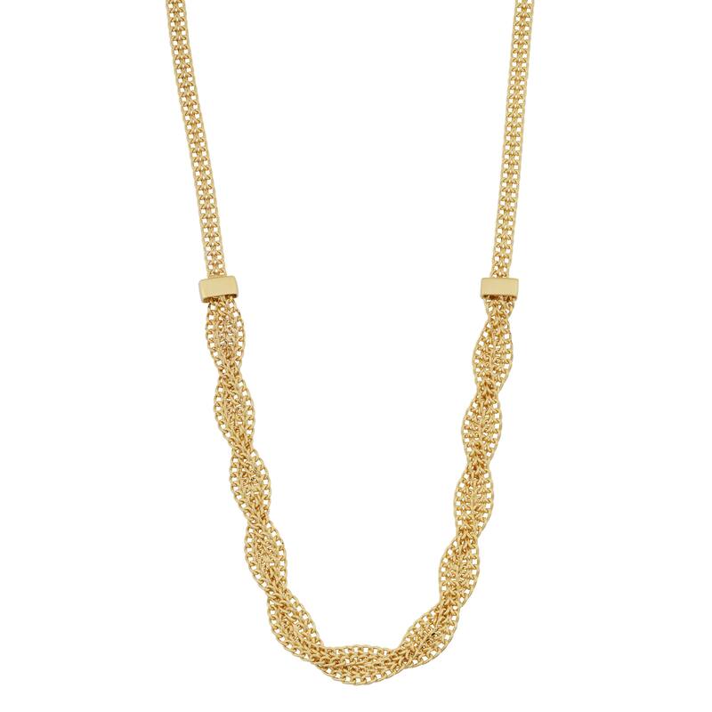 Fremada Italian 10k Yellow Gold Fancy Braided Curb Link Necklace (17 inches)