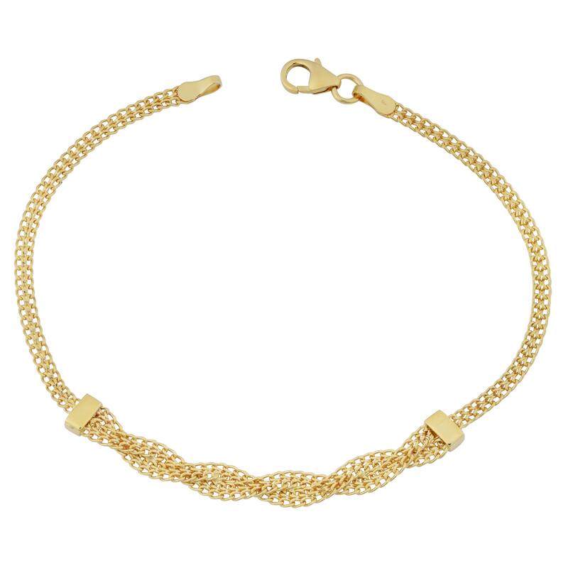 Fremada Italian 10k Yellow Gold Fancy Braided Curb Link Bracelet (7.5 inches)