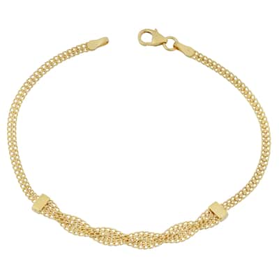 Fremada Italian 10k Yellow Gold Fancy Braided Curb Link Bracelet (7.5 inches)
