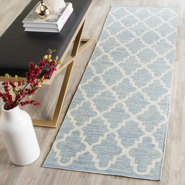 Safavieh Hand-Woven Montauk Light Blue/ Ivory Cotton Rug - 10' x 14'