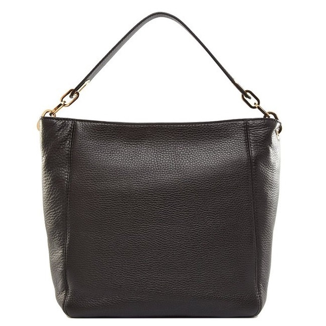 Shop Michael Kors Fulton Medium Black Leather Shoulder Handbag On