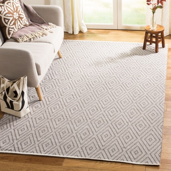 Safavieh Hand-Woven Montauk Grey/ Ivory Cotton Rug (9' x 12')