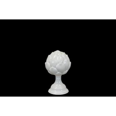 Elegant & Beautiful Ceramic Artichoke On Stand In White (Small)