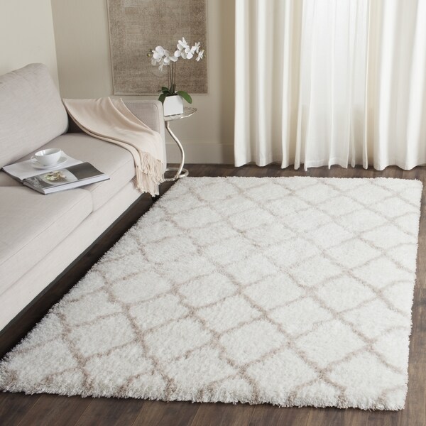 Safavieh Indie Shag Trellis Ivory/ Mushroom Polyester Rug - 9' x 12'