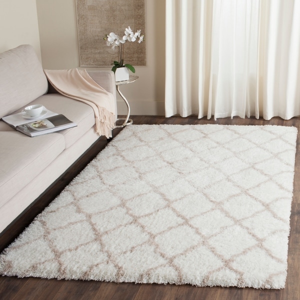 Safavieh Indie Shag Trellis Ivory/ Mushroom Polyester Rug - 9' x 12'