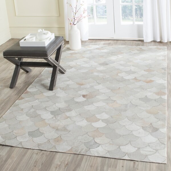 Safavieh Hand-woven Studio Leather Modern Ivory/ Grey Rug - 8' x 10'