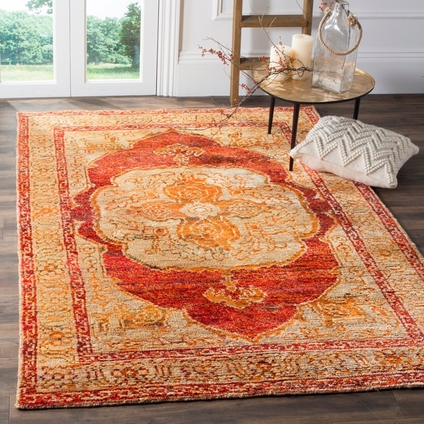Safavieh Hand-Knotted Tangier Red Orange/ Beige Wool Rug - 8' X 10'