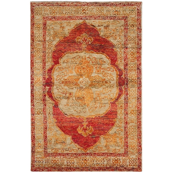 Safavieh Hand-Knotted Tangier Red Orange/ Beige Wool Rug - 8' x 10'