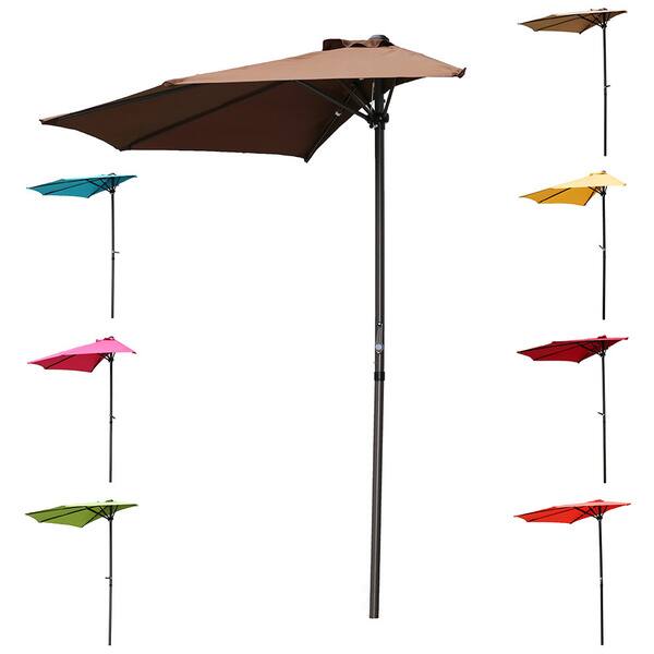 international caravan 9-foot half patio umbrella Outdoor -Hexagonal Basic Push-Tilt Its sleek design and water International Caravan 9-Feet Aluminum Green