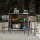 preview thumbnail 4 of 8, Milos Acacia Wood 3-piece Outdoor Bistro Bar Set by Christopher Knight Home