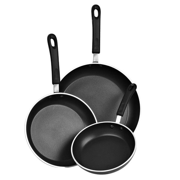 9.5 8 and 11-Inch Cook N Home 02614 3-Piece Fry Pan Set Red