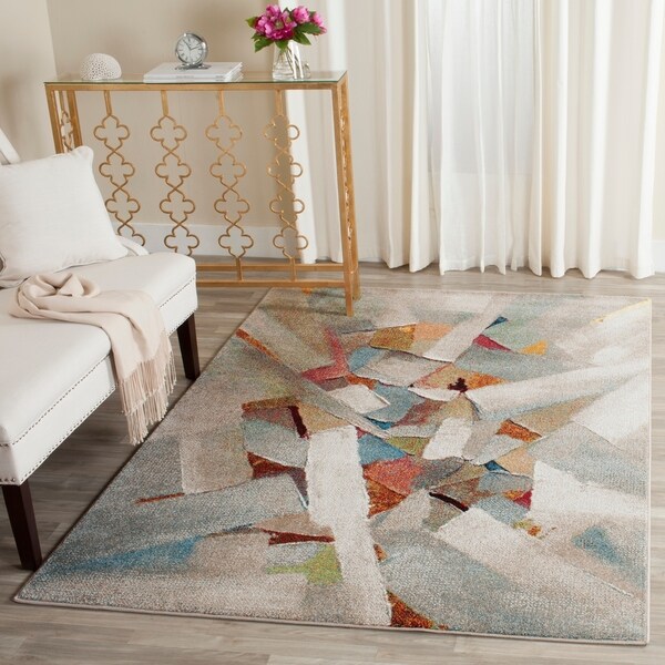 Safavieh Porcello Modern Abstract Brushstrokes Grey/ Multi Rug - 8' x 10'