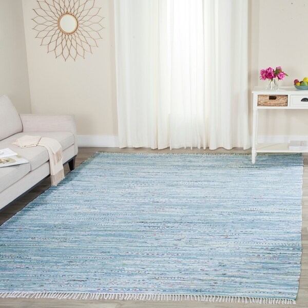 Safavieh Hand-Woven Rag Rug Light Blue/ Multi Cotton Rug - 8' x 10'
