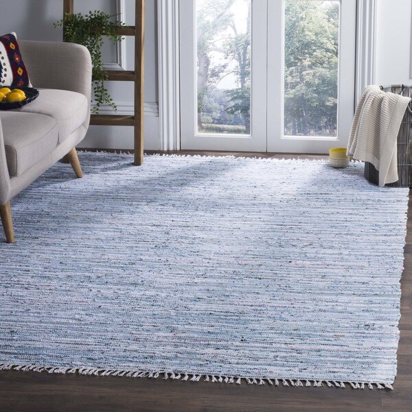 Safavieh Hand-Woven Rag Rug Light Blue/ Multi Cotton Rug - 8' x 10'