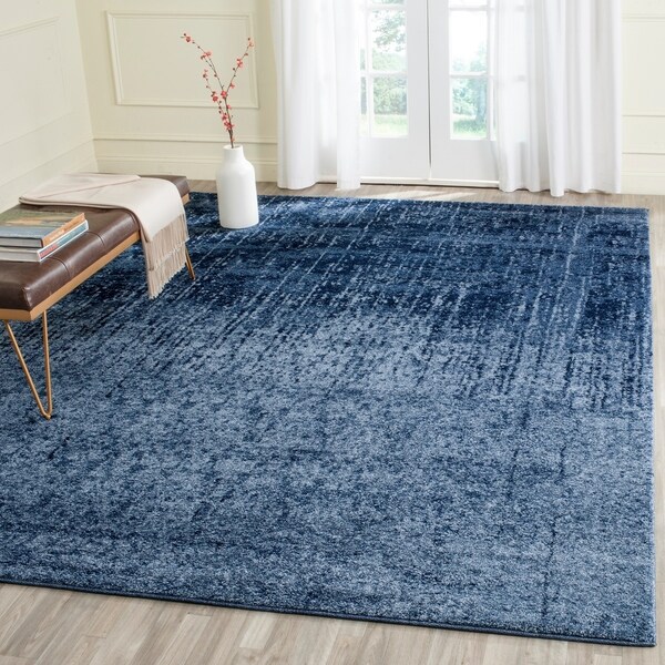 Safavieh Retro Mid-Century Modern Abstract Light Blue/ Blue Distressed Rug - 8' x 10'