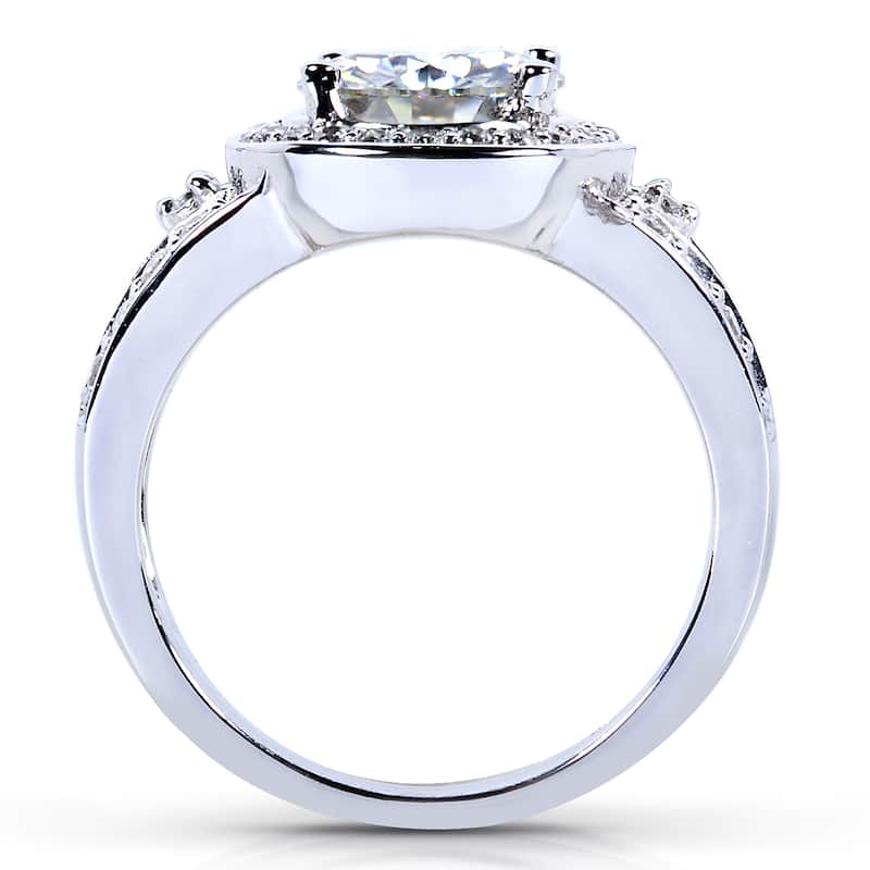 Annello by Kobelli 14k Gold 1 1/2ct TGW Round Moissanite and 1/2ct TDW Diamond Halo Bridal Ring Set (GH/VS, GH/I)