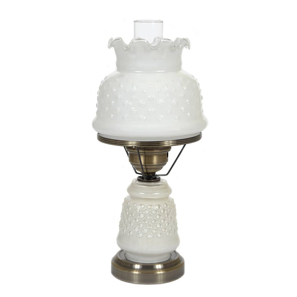 Hurricane Style 1-light Antique Brass Opal White Table Lamp