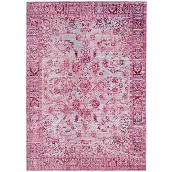 Safavieh Valencia Fuchsia/ Multi Overdyed Distressed Silky Polyester Rug - 9' x 12'