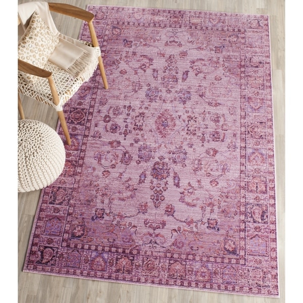 Safavieh Valencia Pink/ Multi Overdyed Distressed Silky Polyester Rug - 8' x 10'