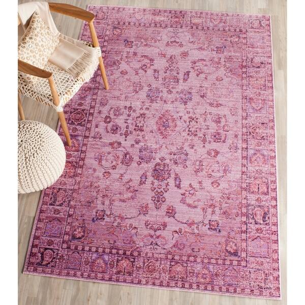 Safavieh Valencia Pink/ Multi Overdyed Distressed Silky Polyester Rug - 9' x 12'