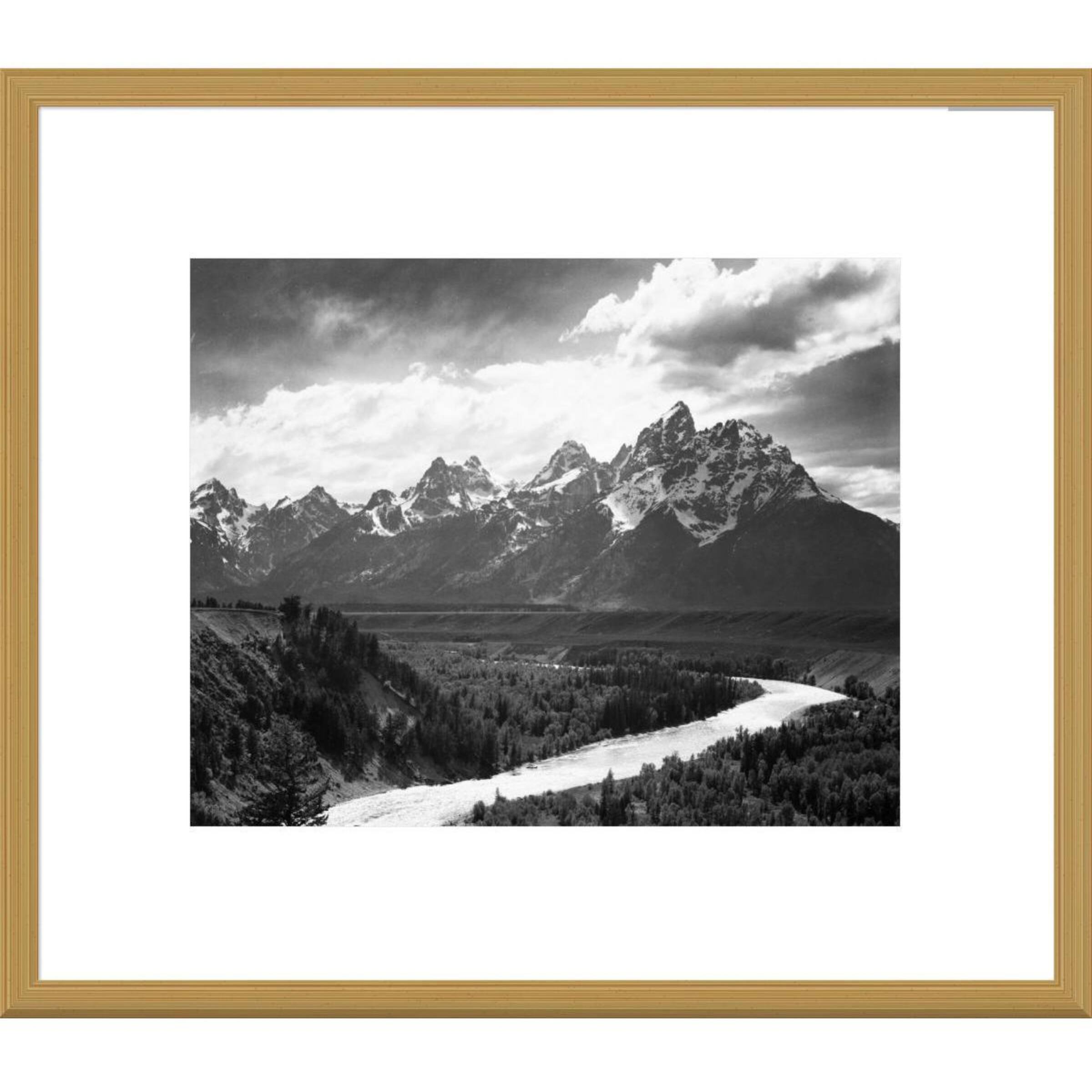 Global Gallery, Ansel Adams 'View from river valley towards snow ...