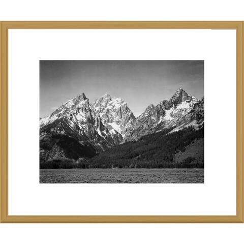 Global Gallery Ansel Adams 'Grassy valley and snow covered peaks, Grand Teton National Park' Framed