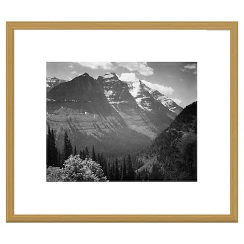 Global Gallery Ansel Adams 'Snow Covered Mountains, Glacier National Park, Montana' Framed Art