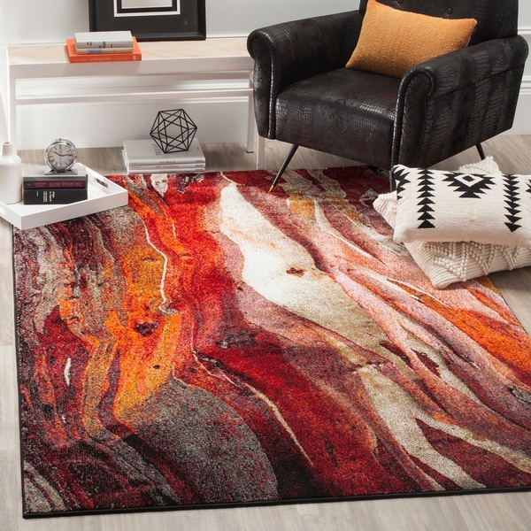 Safavieh Glacier Contemporary Abstract Red/ Multi Area Rug - 8' x 10'