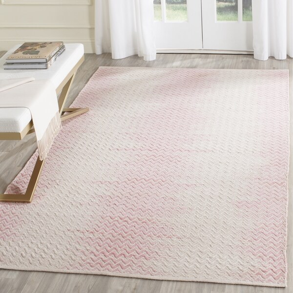 Safavieh Hand-Woven Cotton Kilim Light Pink/ Ivory Cotton Rug - 8' x 10'