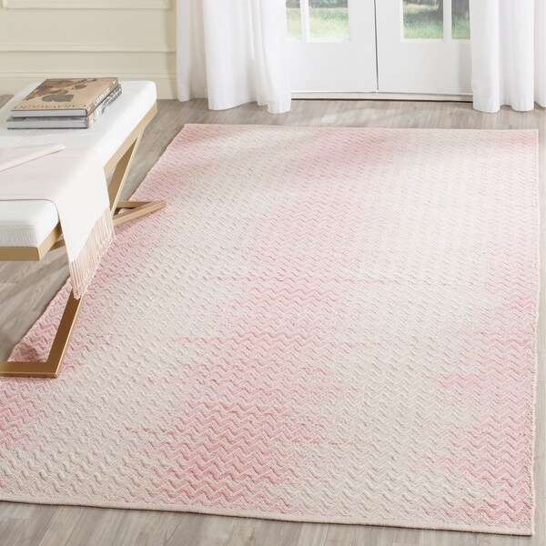 Safavieh Hand Woven Cotton Kilim Light Pink Ivory Rug Safavieh Hand Woven Cotton Kilim Light Pink Ivory Rug 8 X27