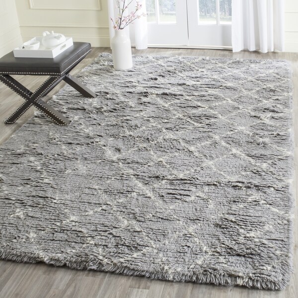Safavieh Handmade Kenya Light Grey/ Ivory Wool Rug - 9' x 12'