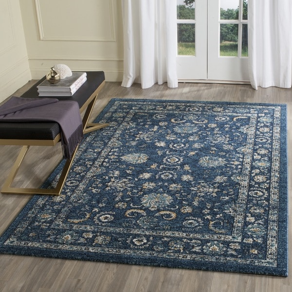 Safavieh Carmel Vintage Navy/ Beige Distressed Rug - 8' x 10' - Free ...