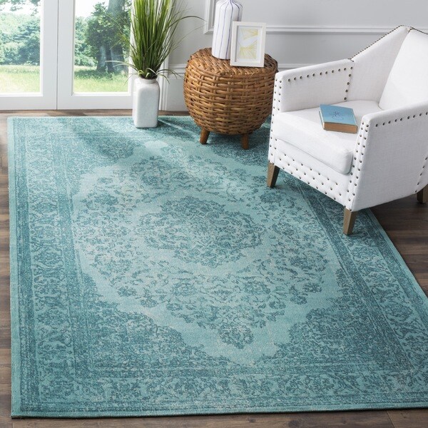 Safavieh Classic Vintage Overdyed Aqua Cotton Distressed Rug - 8' x 10'