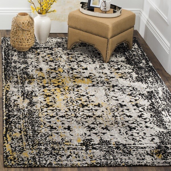 Safavieh Classic Vintage Black/ Silver Cotton Distressed Rug - 8' x 10'