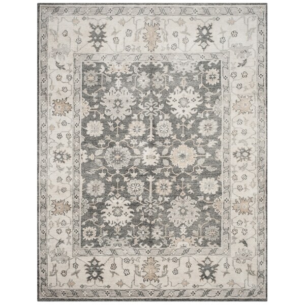 Safavieh Hand-knotted Maharaja Charcoal/ Ivory Viscose Rug - 8' x 10'
