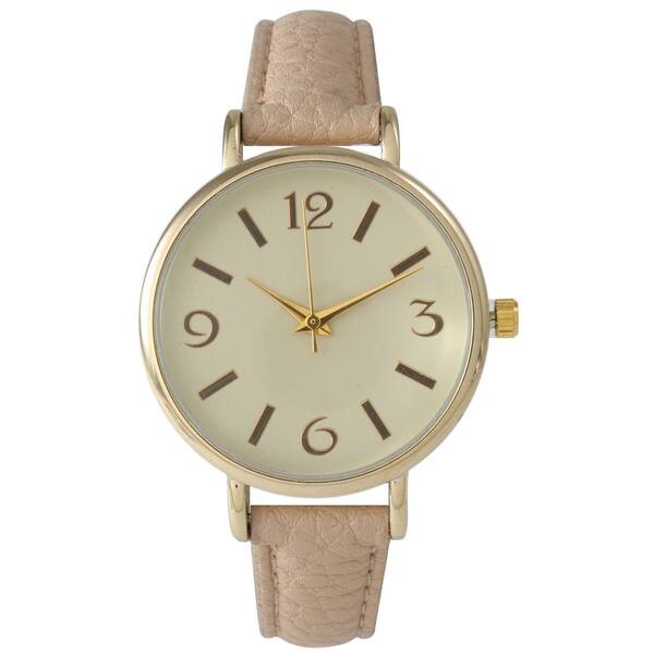 slide 1 of 2, Olivia Pratt Women's Goldtone Minimalist Petite Leather Watch