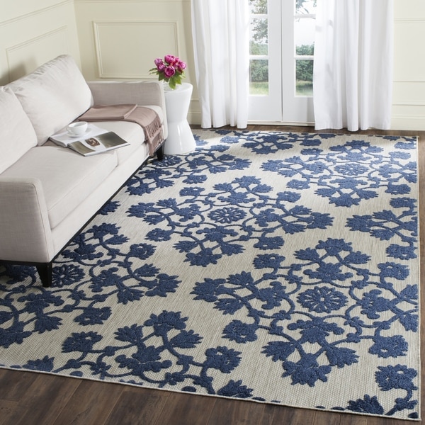 Safavieh Cottage Light Grey/ Royal Blue Rug (9' x 12') - Free Shipping