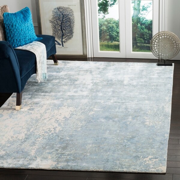 Safavieh Handmade Mirage Modern Watercolor Aqua Viscose Rug - 9' x 12'