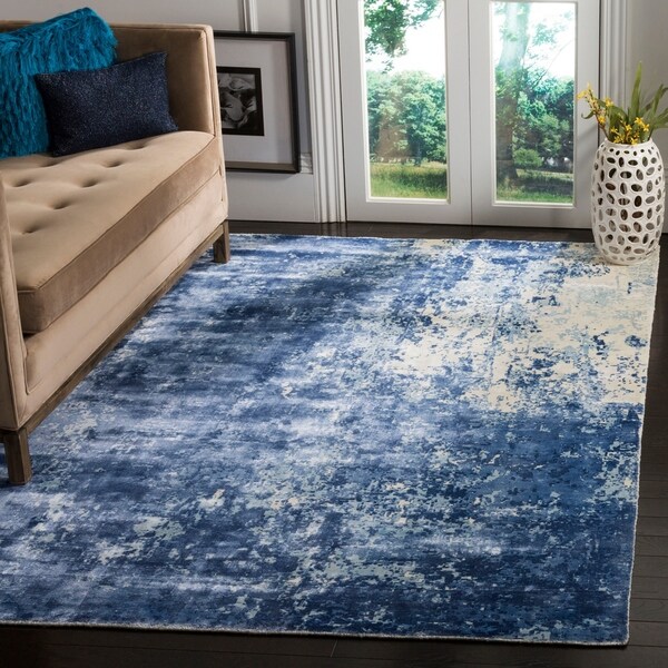 Safavieh Handmade Mirage Modern Watercolor Dark Blue Viscose Rug - 9' x 12'