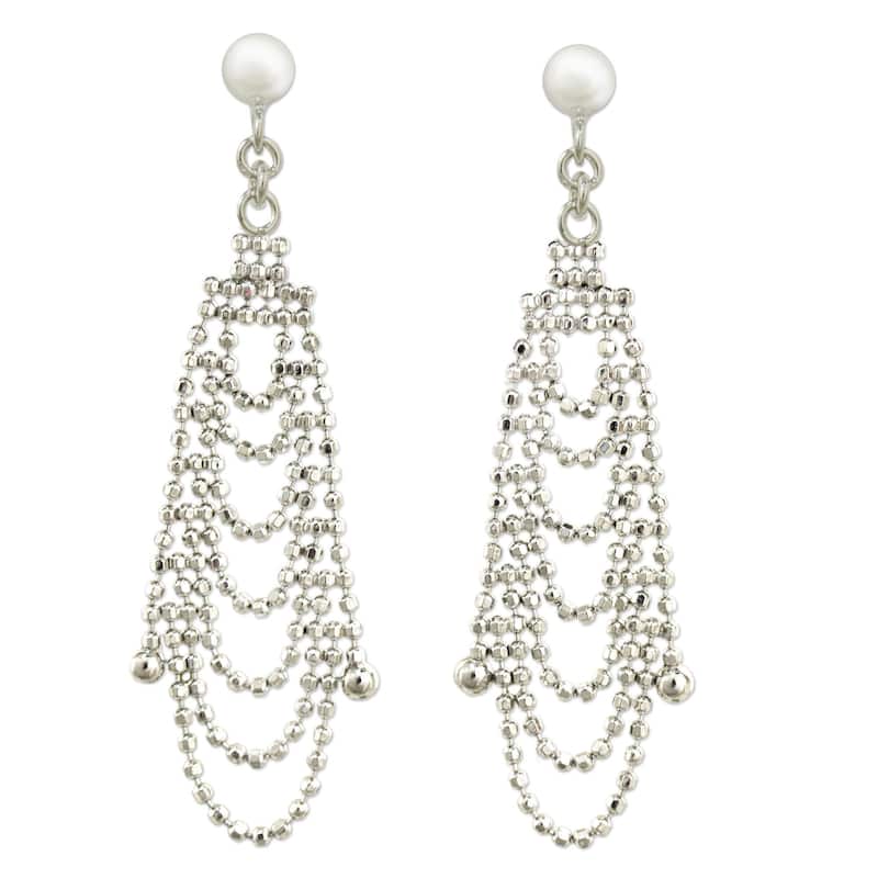 Handmade Sterling Silver 'Grand Dame' Earrings (Thailand) - 1.7L*0.6W