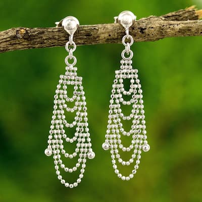 Handmade Sterling Silver 'Grand Dame' Earrings (Thailand) - 1.7L*0.6W