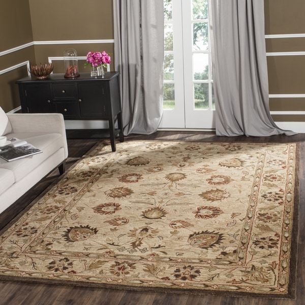 Safavieh Handmade Antiquity Beige/ Beige Wool Rug - 7'6 x 9'6