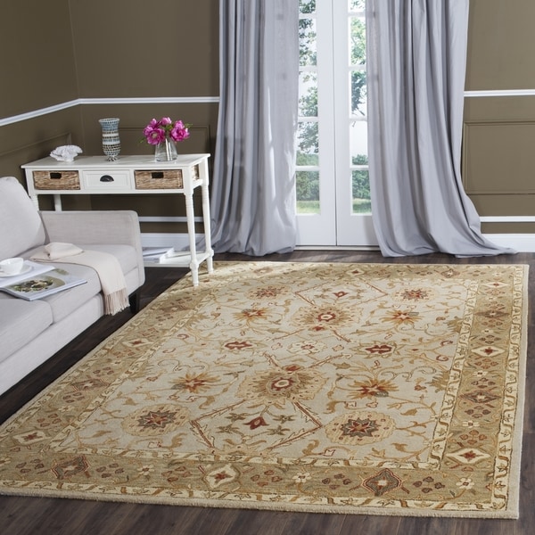 Safavieh Handmade Antiquity Grey Beige/ Sage Wool Rug - 7'6 x 9'6