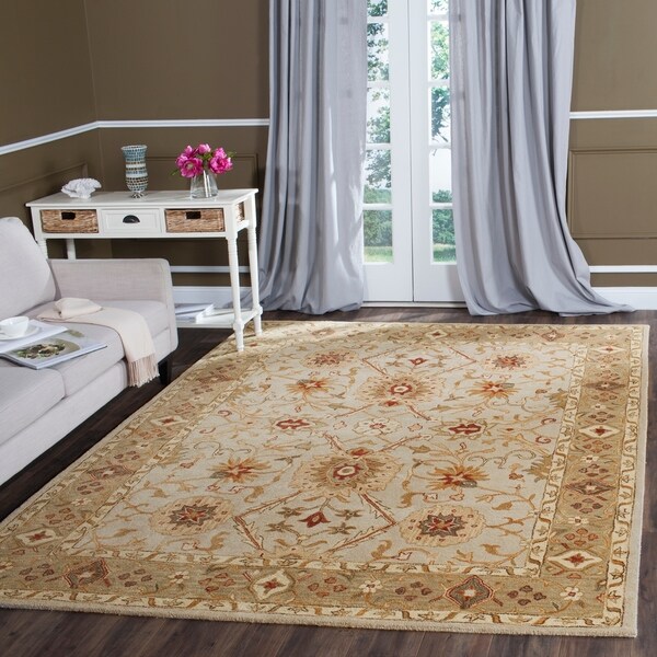 Safavieh Handmade Antiquity Grey Beige/ Sage Wool Rug - 7'6 x 9'6